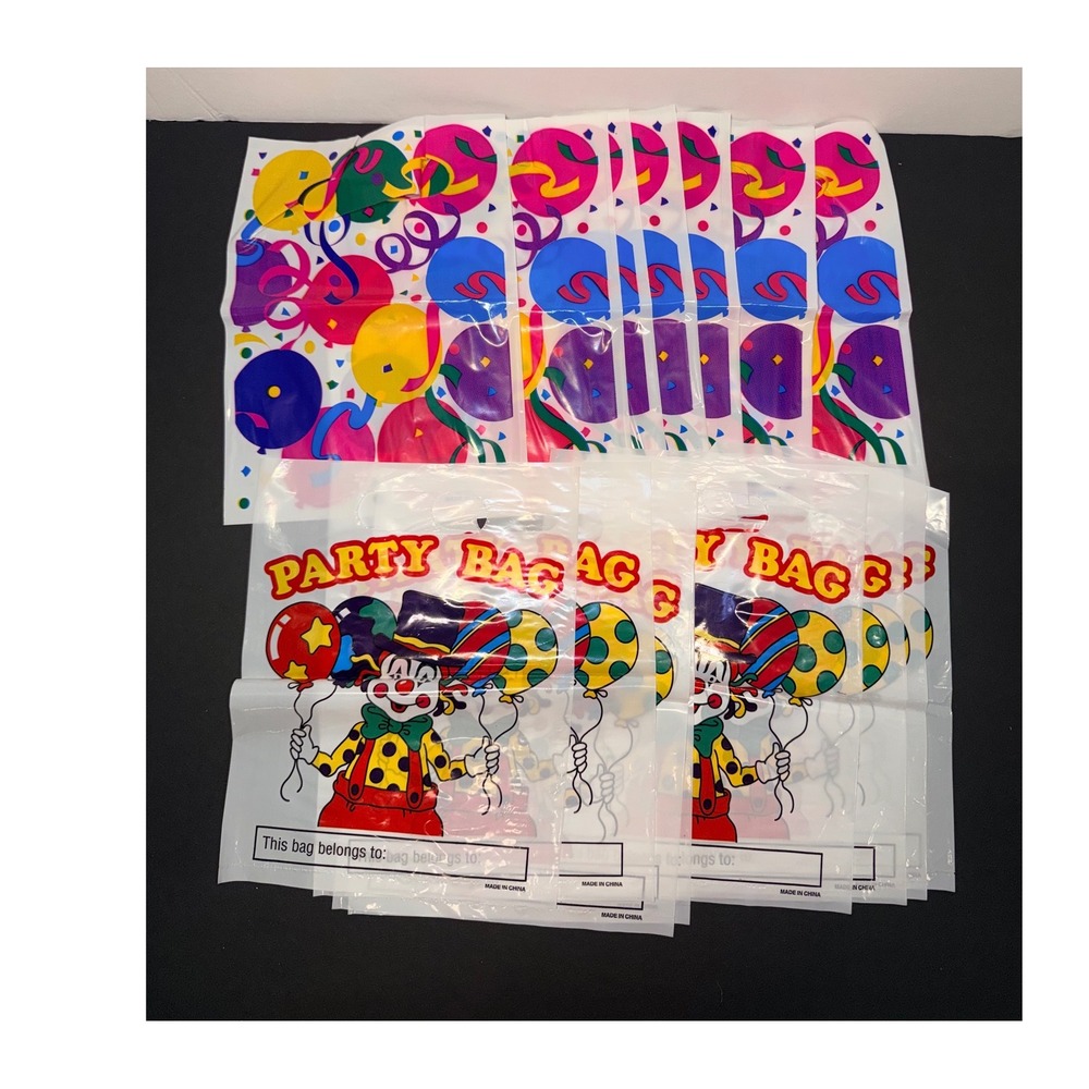 18 Vintage Clown and Balloon Plastic Party Favor‎ Bags Circus Carnival